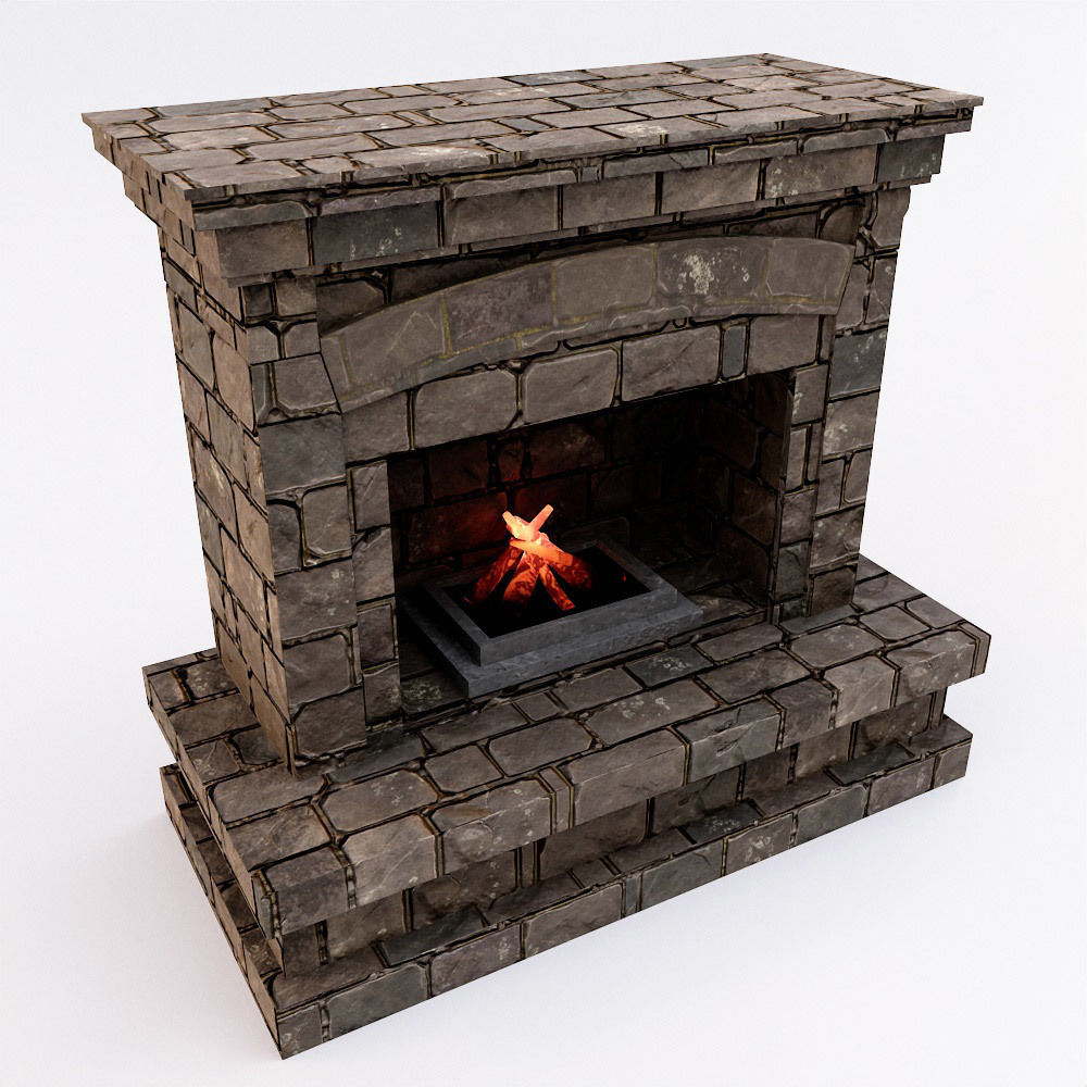 Fire Place low poly 3d model  Low-poly 3D model_2