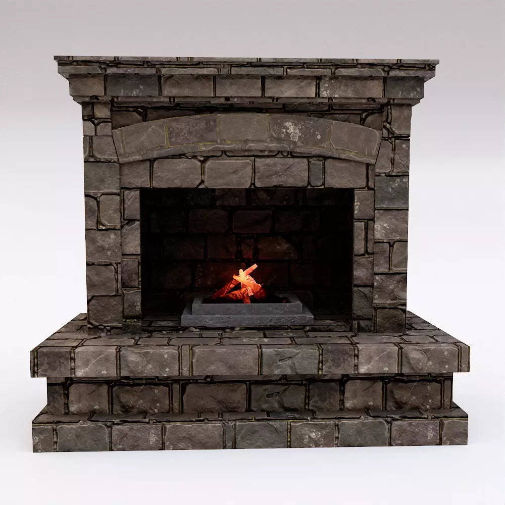 Fire Place low poly 3d model  Low-poly 3D model_0