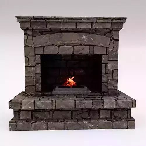 Fire Place low poly 3d model 
