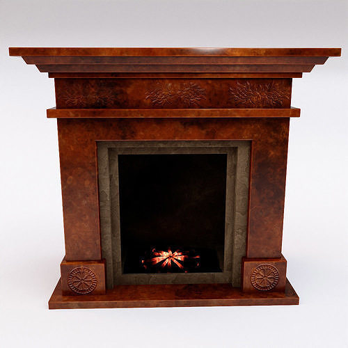  Wooden Fireplace 3d model  Low-poly 3D model