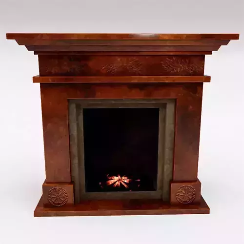  Wooden Fireplace 3d model 
