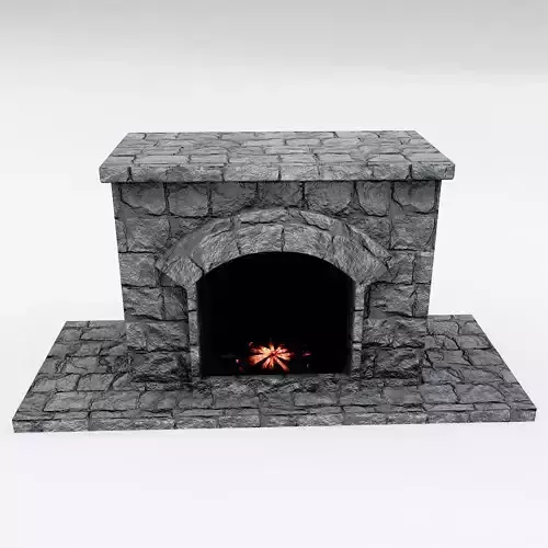 Bricks Fireplace low poly 3d model 