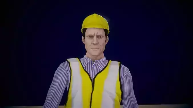 Rigged Construction Worker Engineer Uniform Low Poly GameReady Low-poly 3D model