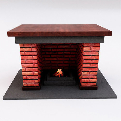 Bricks fireplace low poly 3d model  Low-poly 3D model
