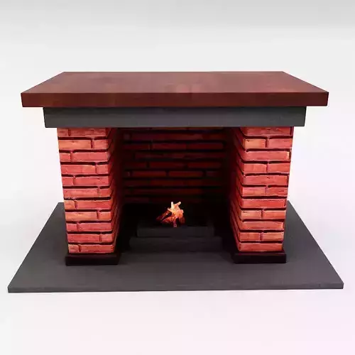 Bricks fireplace low poly 3d model 
