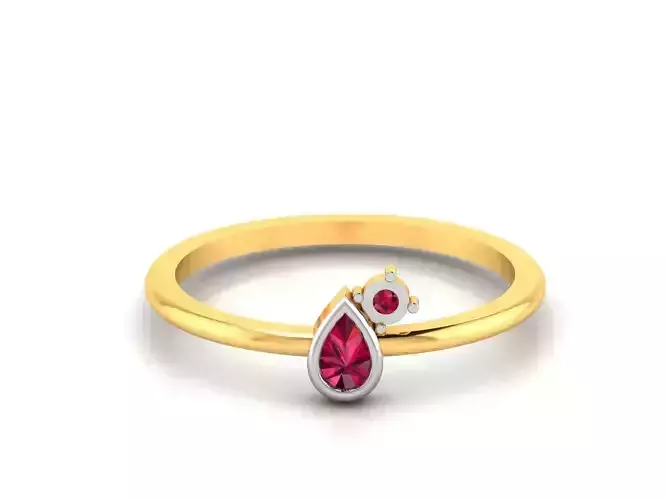 Women Wedding Pear Stone Ring 3dm STL FBX OBJ Render 3D print model