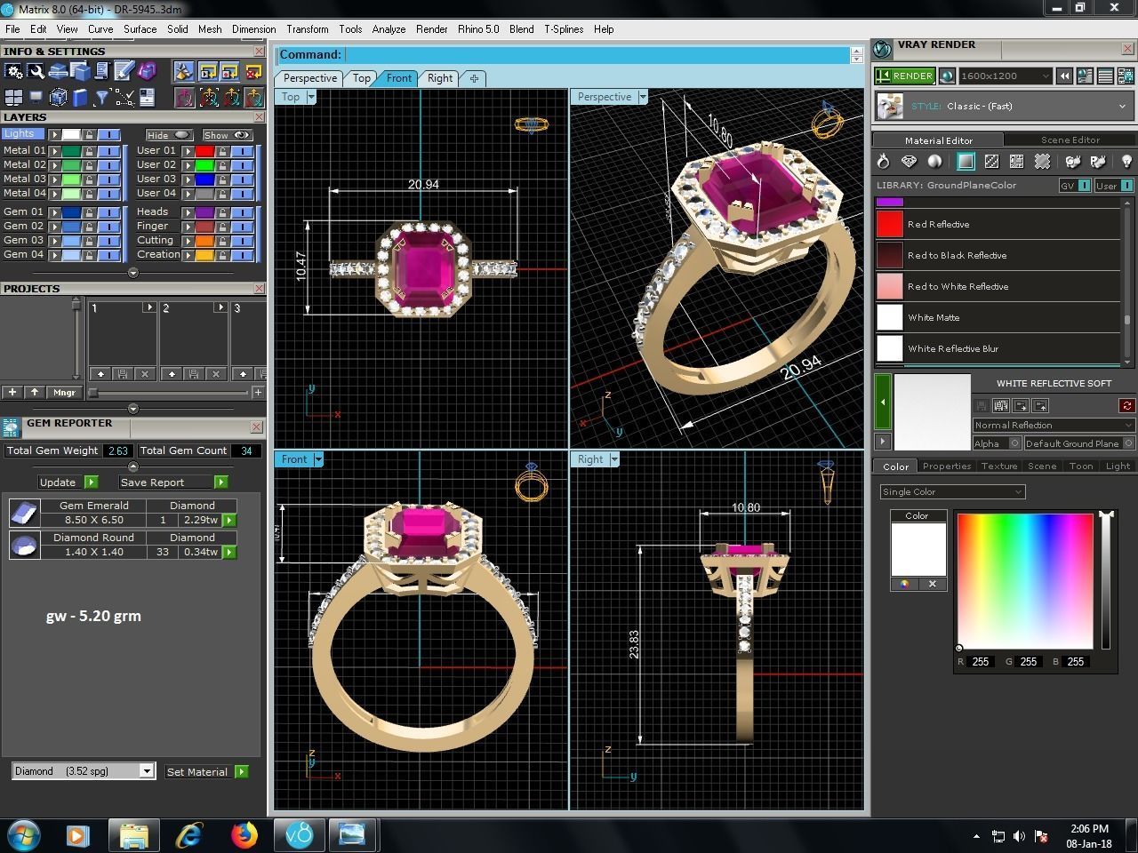 Women Engagement Asscher Ring 3dm STL FBX OBJ Render 3D print model_5