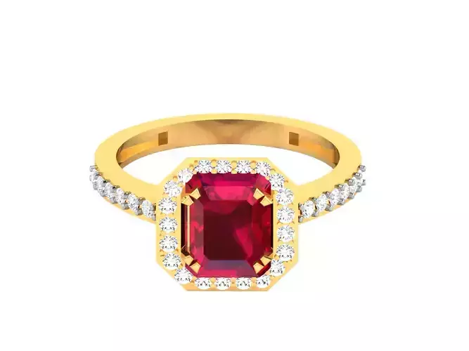 Women Engagement Asscher Ring 3dm STL FBX OBJ Render 3D print model