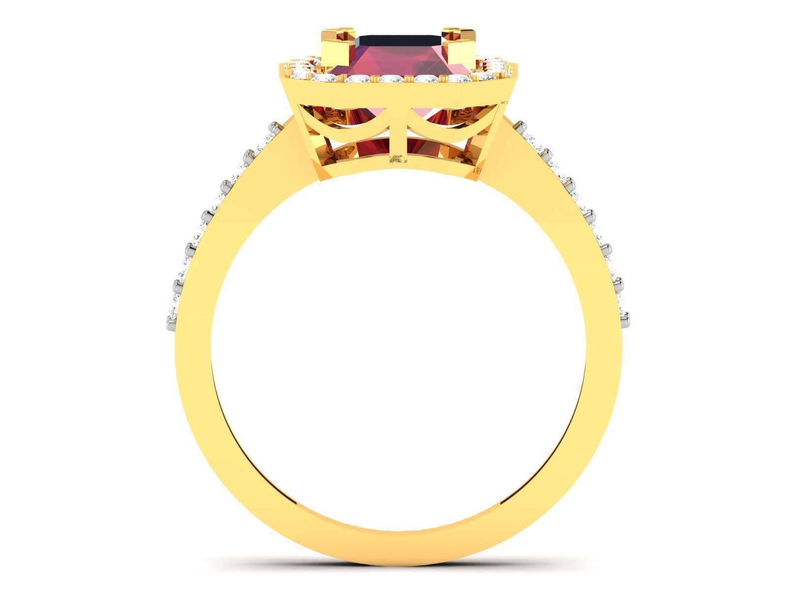 Women Engagement Asscher Ring 3dm STL FBX OBJ Render 3D print model_7