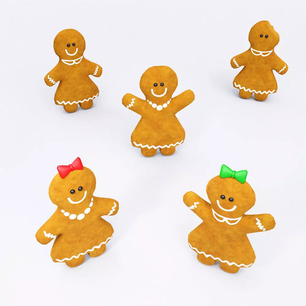 Gingerbread 3d model people Low-poly 3D model_0