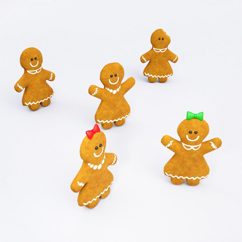 Gingerbread 3d model people Low-poly 3D model_2