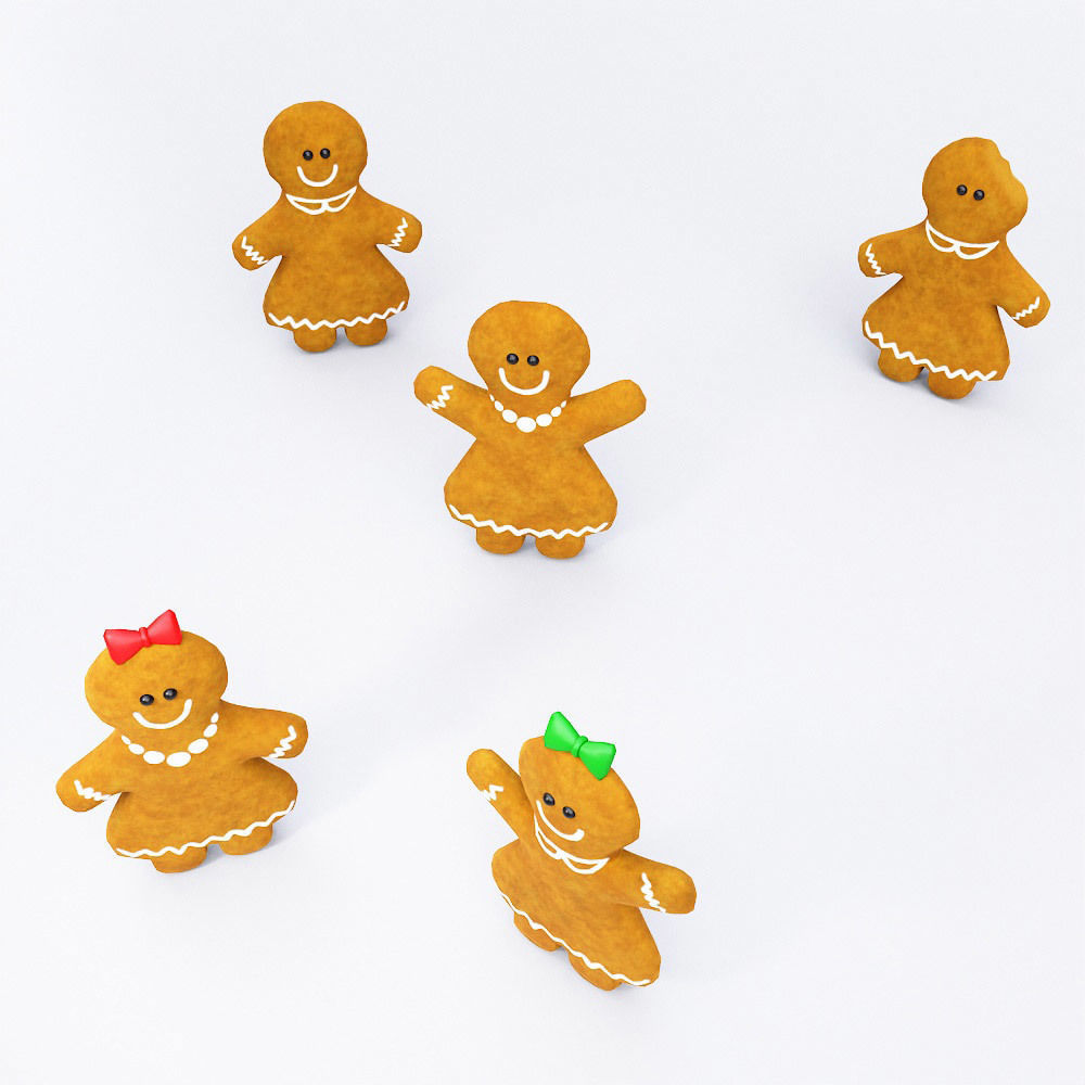 Gingerbread 3d model people Low-poly 3D model_3