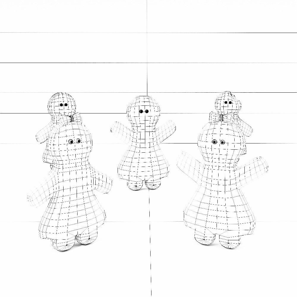 Gingerbread 3d model people Low-poly 3D model_5