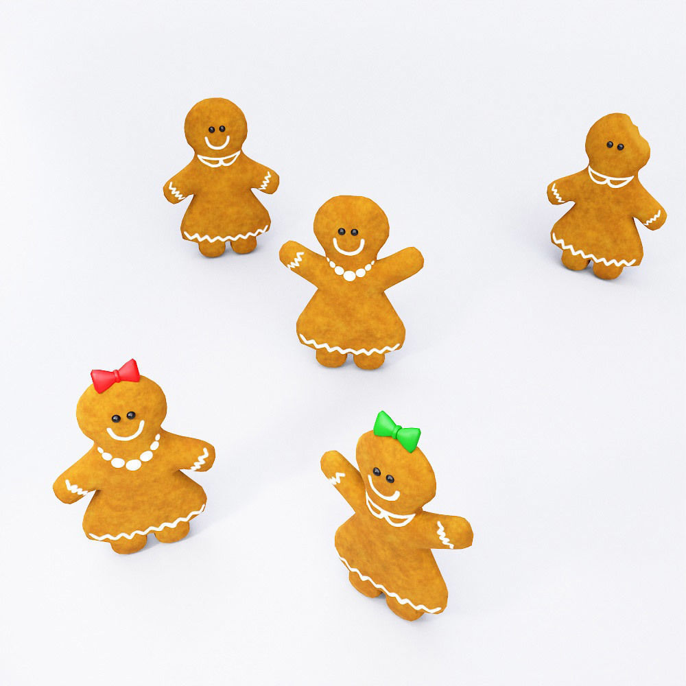 Gingerbread 3d model people Low-poly 3D model_1