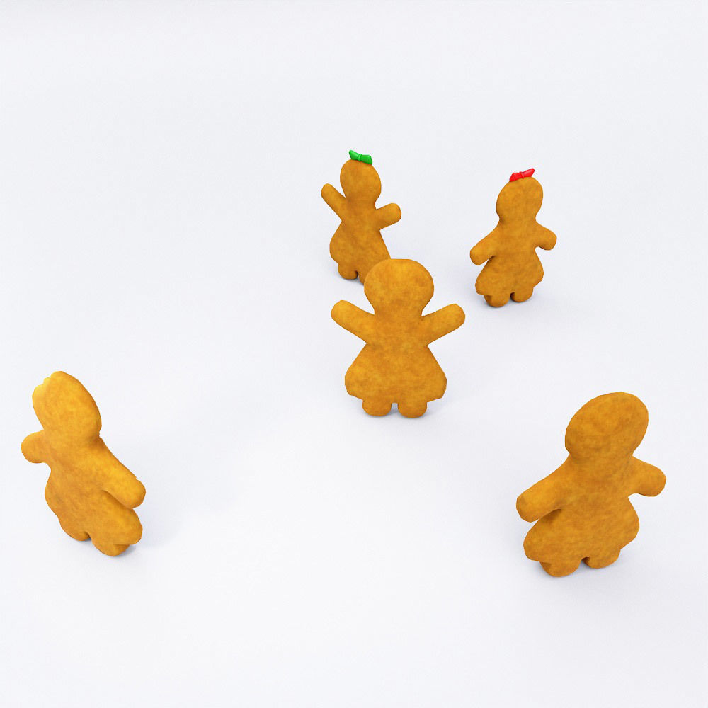 Gingerbread 3d model people Low-poly 3D model_4