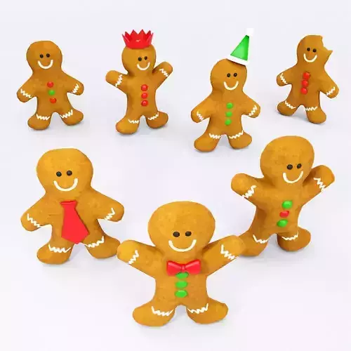 Gingerbread man 3d model Low-poly 3D model