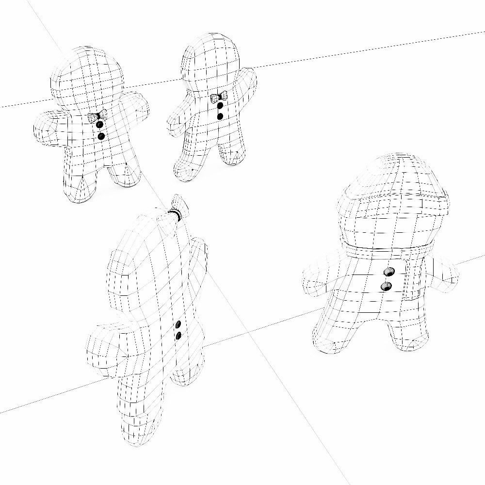 Gingerbread 3d model four people Low-poly 3D model_7