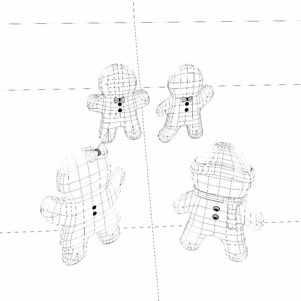 Gingerbread 3d model four people Low-poly 3D model_4