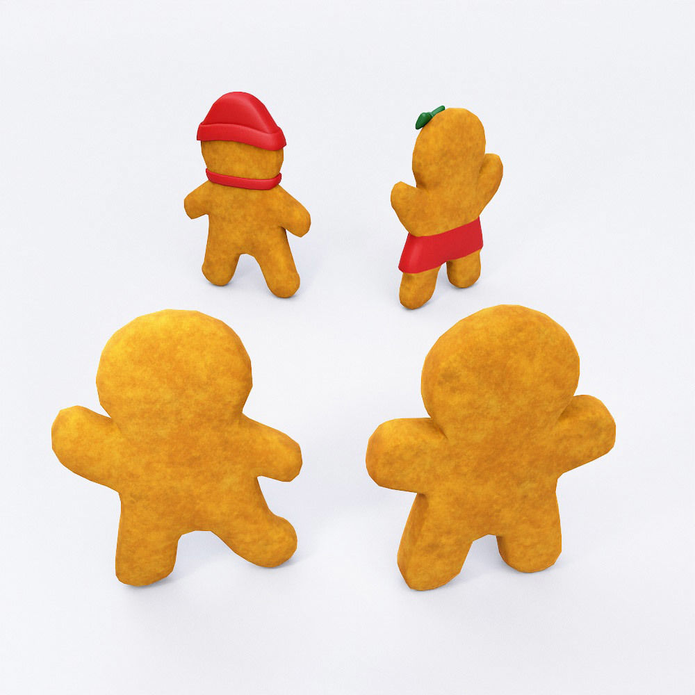 Gingerbread 3d model four people Low-poly 3D model_3