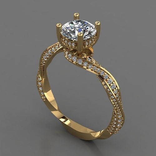 Solitaire Ring Low-poly 3D model