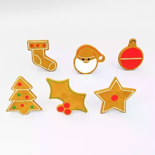 Gingerbread Christmas items 3d model 