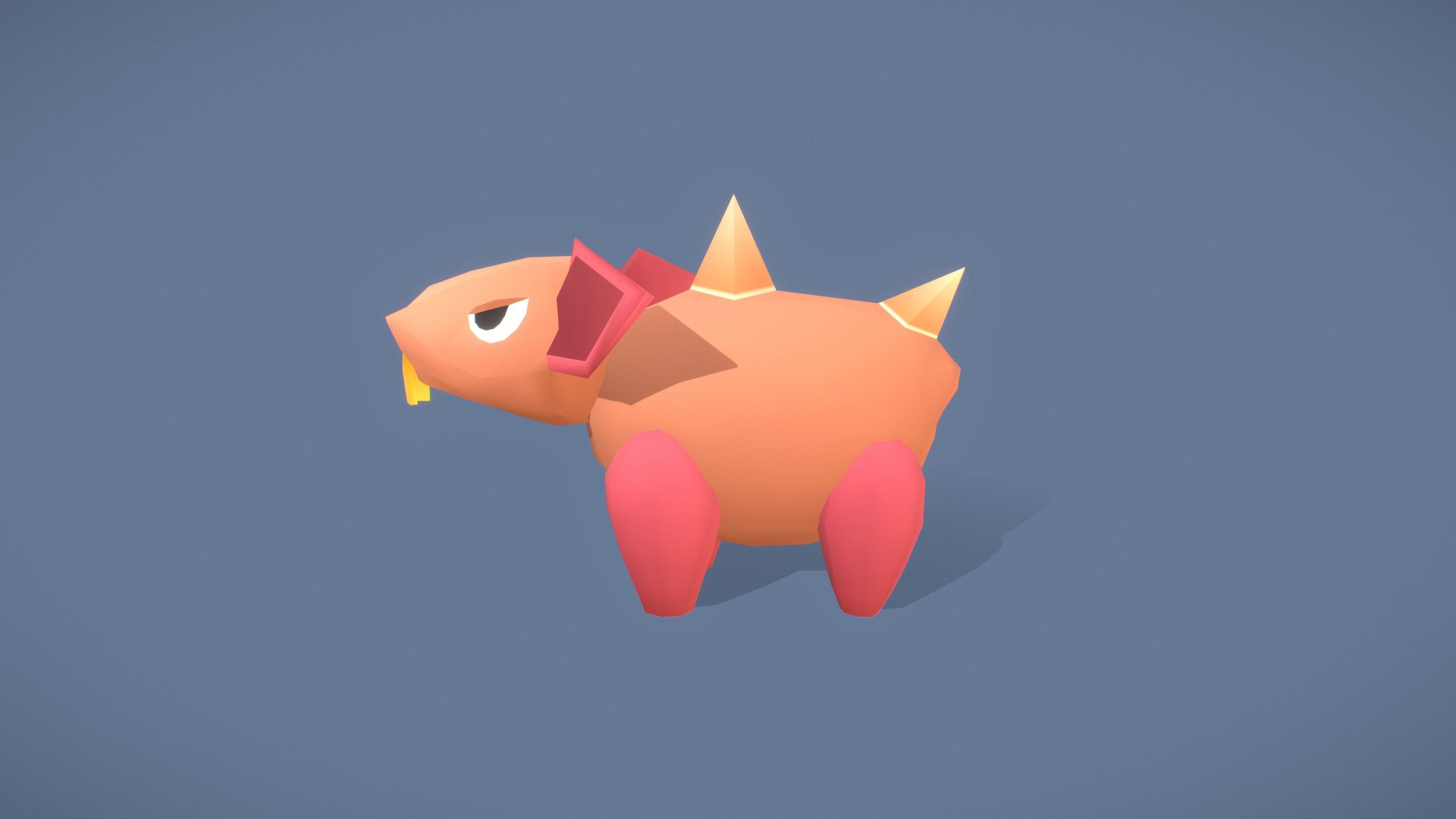 Cartoon Characters - Small Armadillo Warrior Low-poly 3D model_14