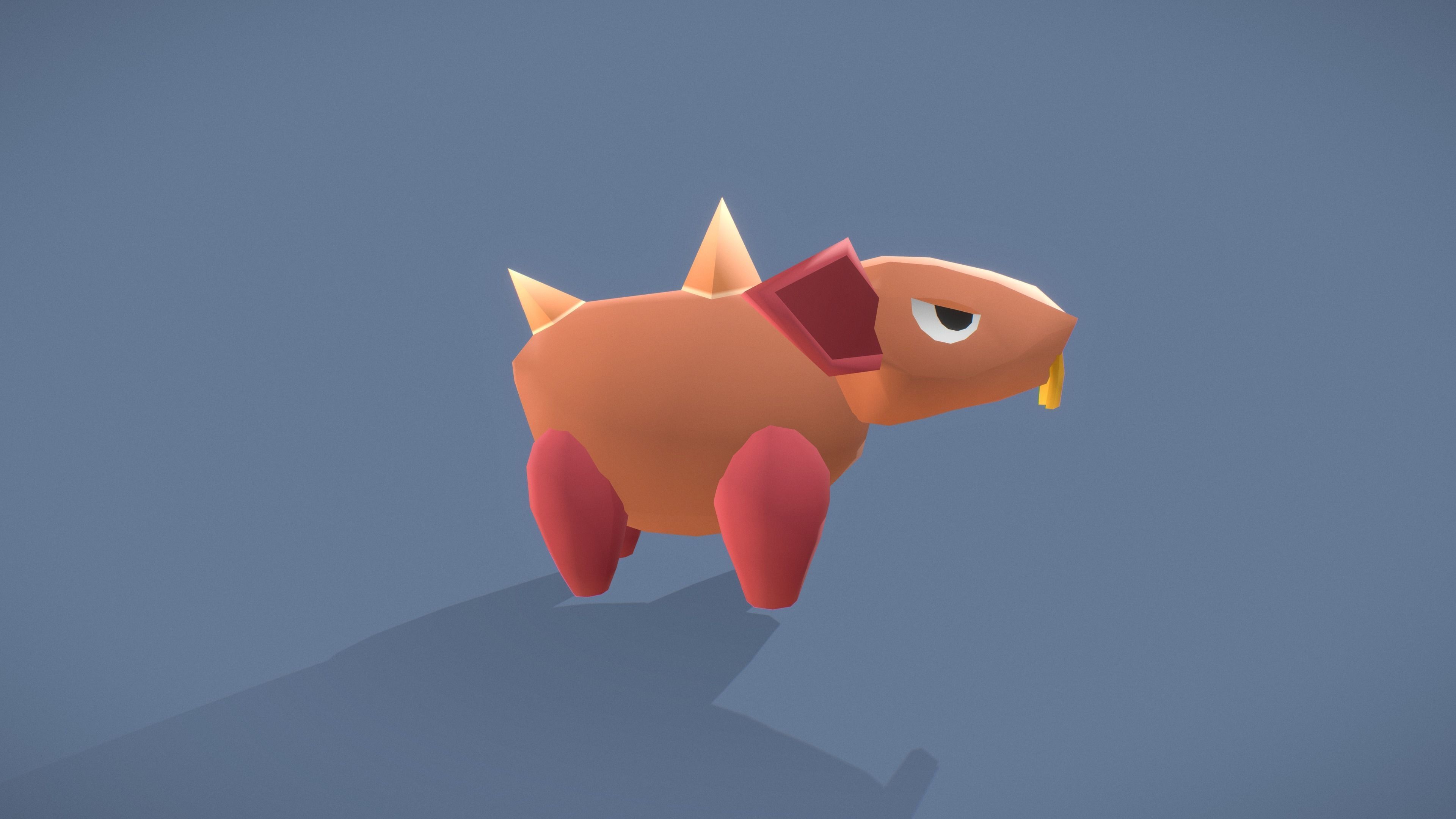 Cartoon Characters - Small Armadillo Warrior Low-poly 3D model_18