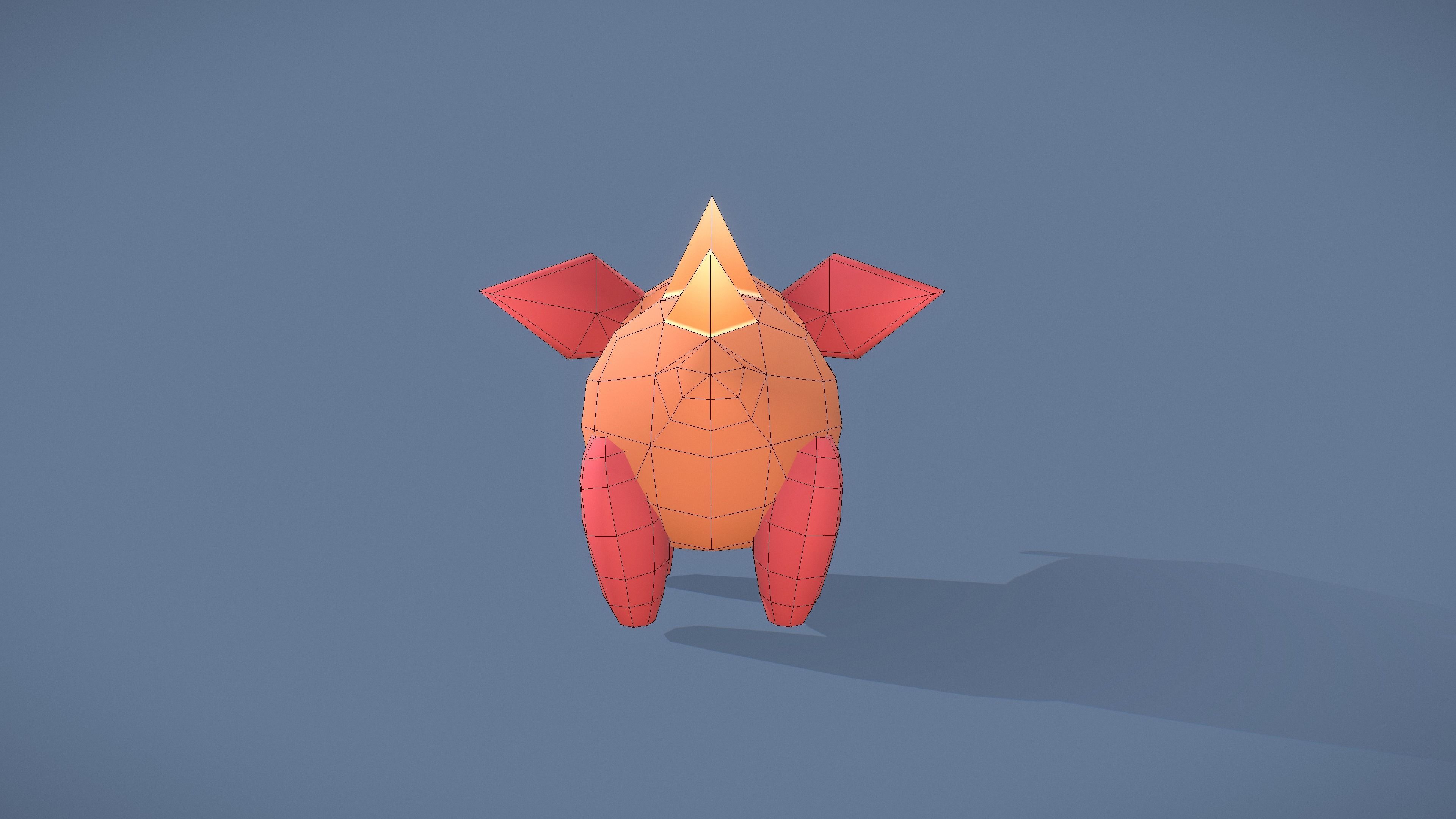 Cartoon Characters - Small Armadillo Warrior Low-poly 3D model_17