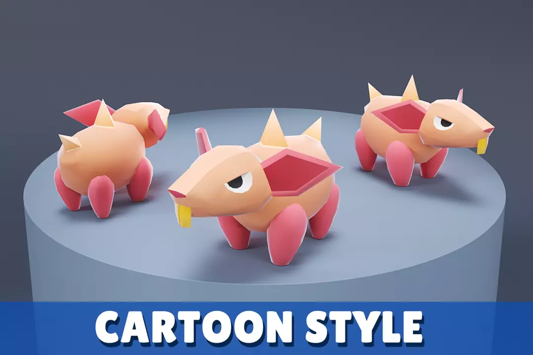 Cartoon Characters - Small Armadillo Warrior Low-poly 3D model_0