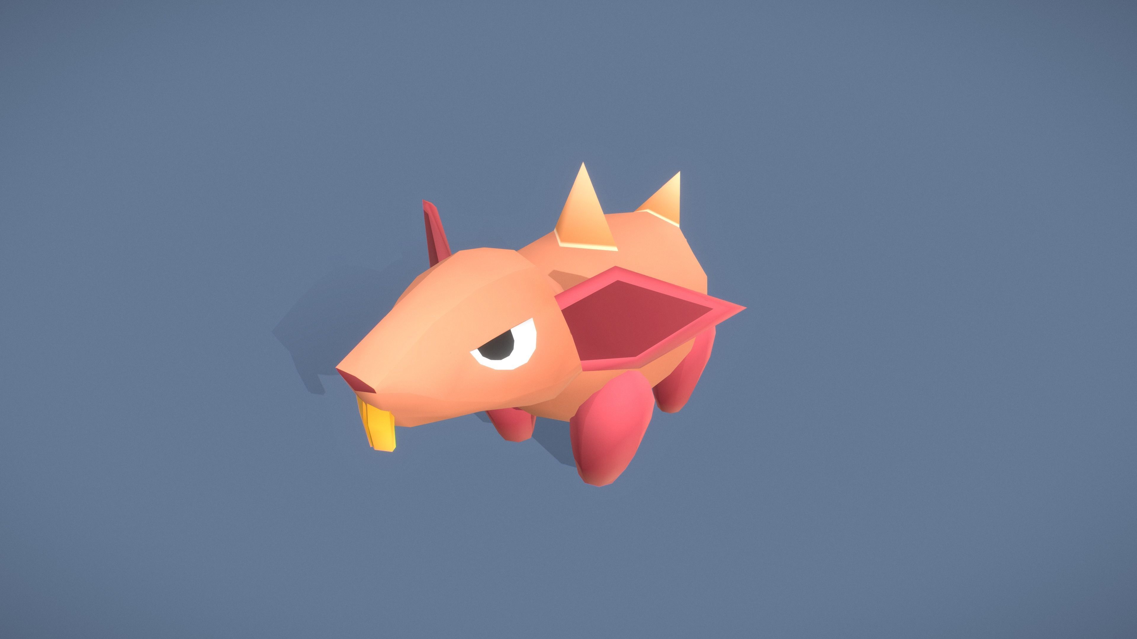 Cartoon Characters - Small Armadillo Warrior Low-poly 3D model_2