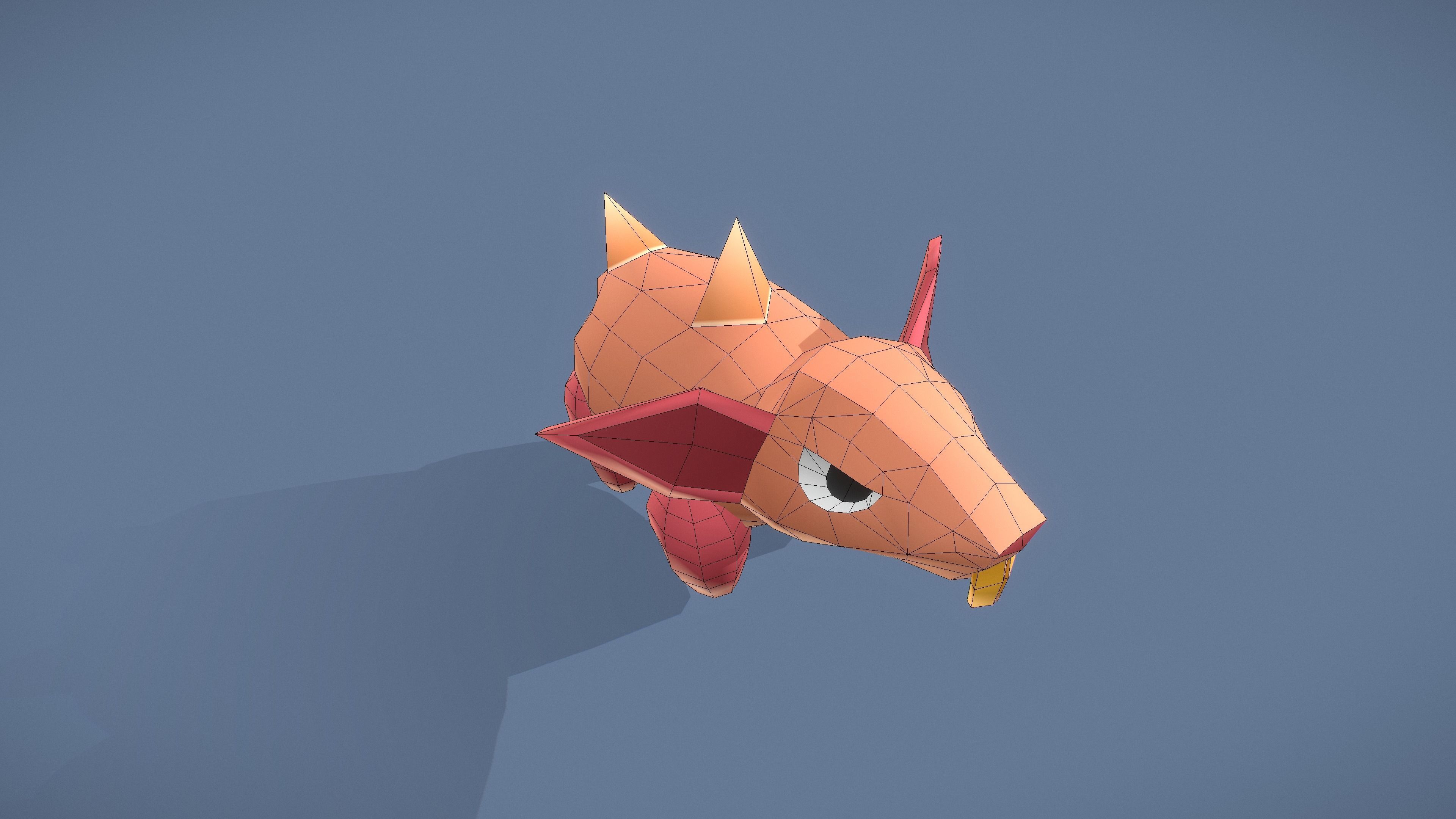 Cartoon Characters - Small Armadillo Warrior Low-poly 3D model_11