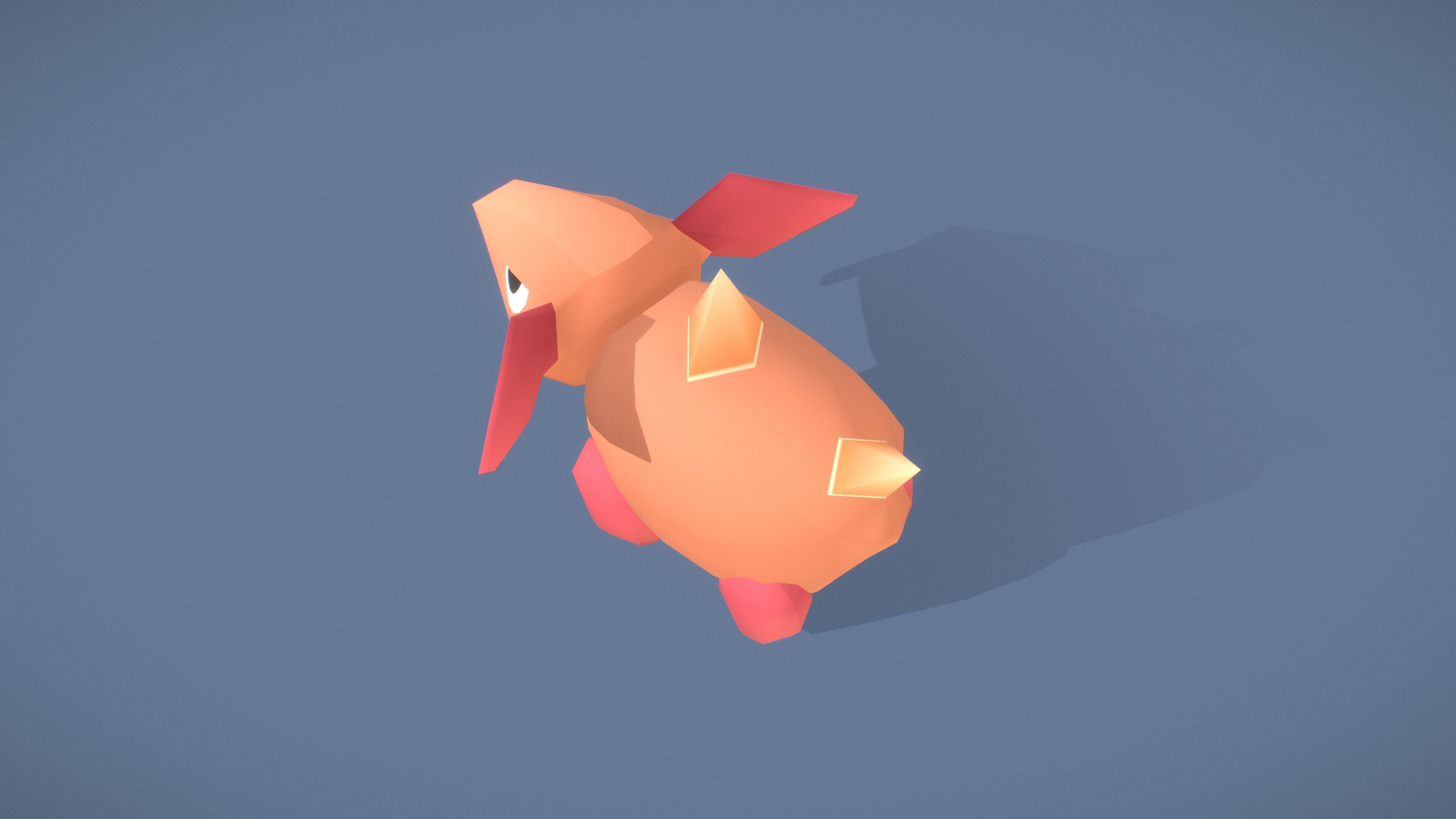 Cartoon Characters - Small Armadillo Warrior Low-poly 3D model_4