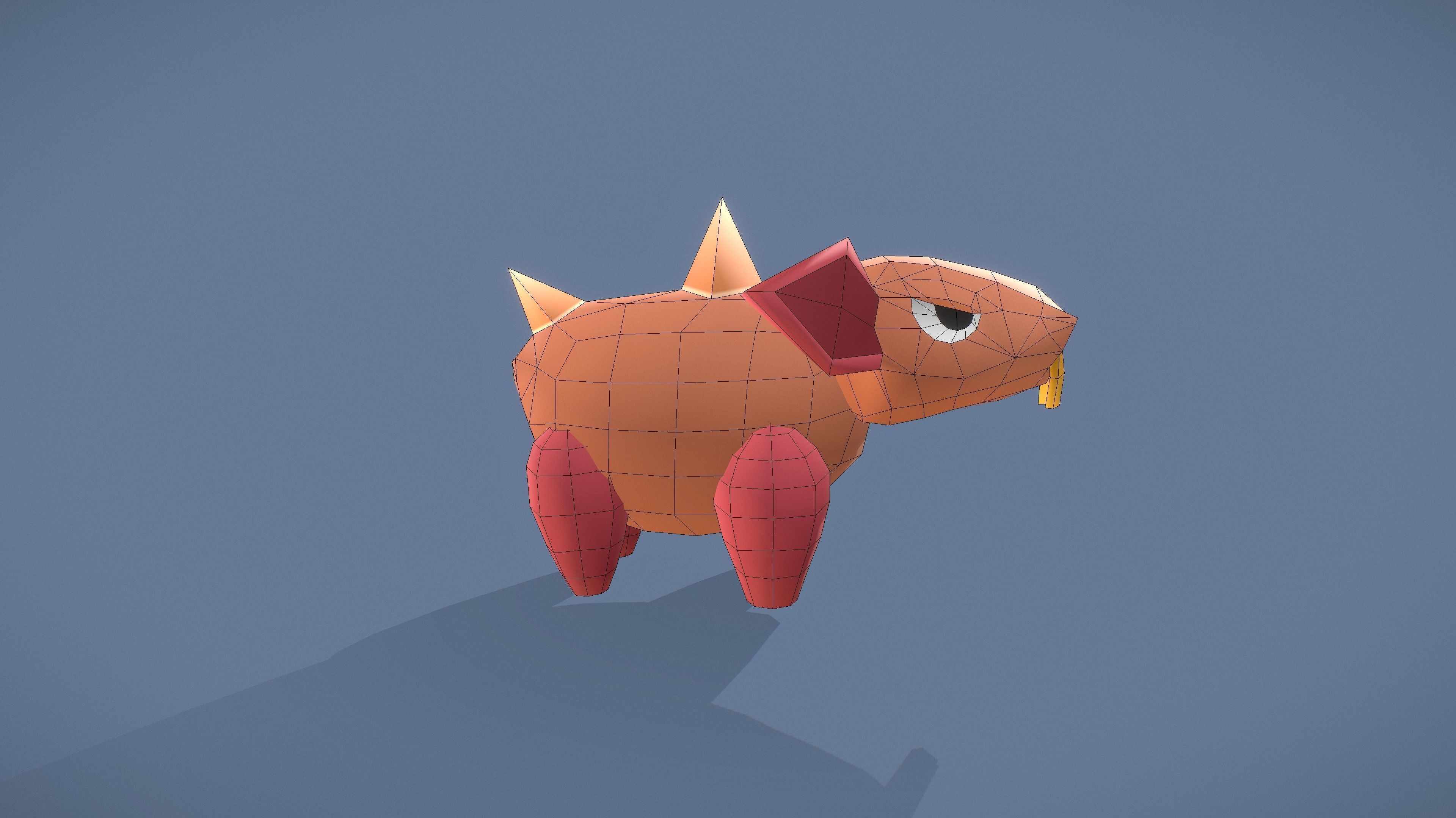 Cartoon Characters - Small Armadillo Warrior Low-poly 3D model_19