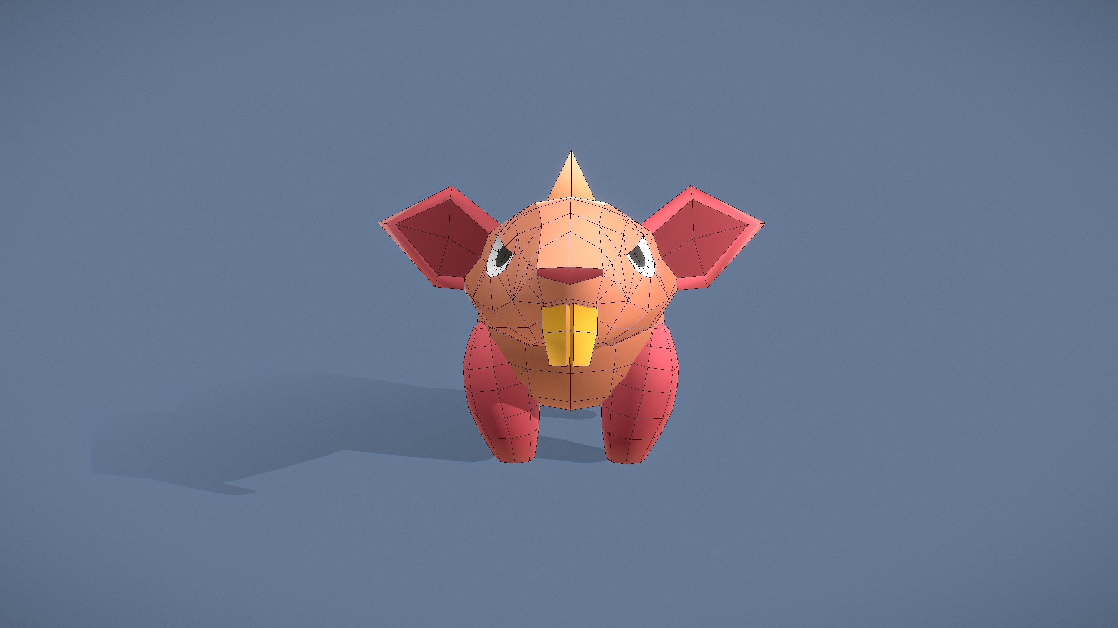 Cartoon Characters - Small Armadillo Warrior Low-poly 3D model_20