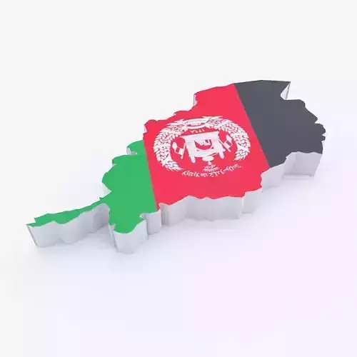 Afghanistan flag map lowpoly 3d model 