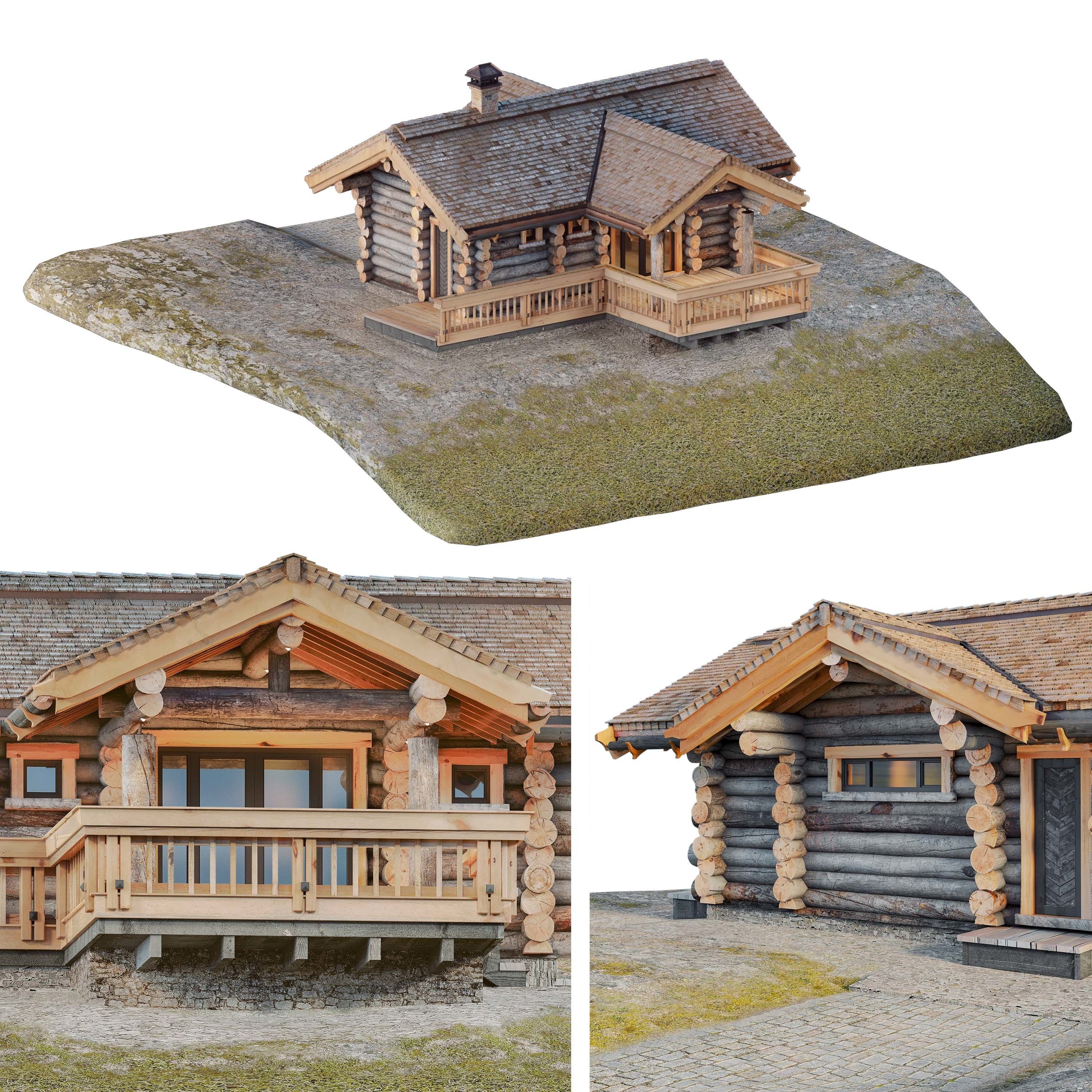 Log house-bathhouse Low-poly 3D model_3
