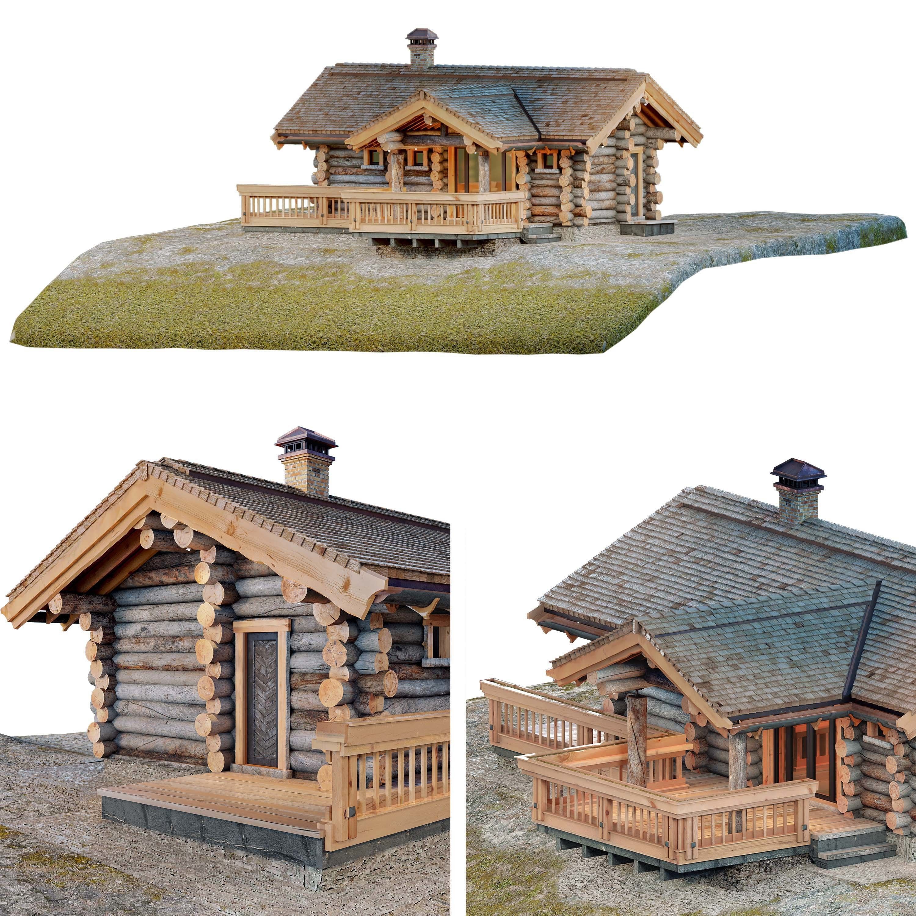 Log house-bathhouse Low-poly 3D model_4