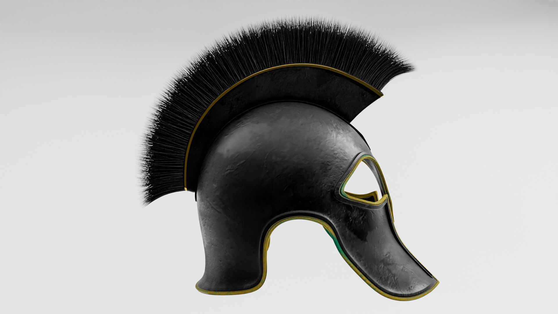 Spartan Helmet with oxidized bronze 3D model_4