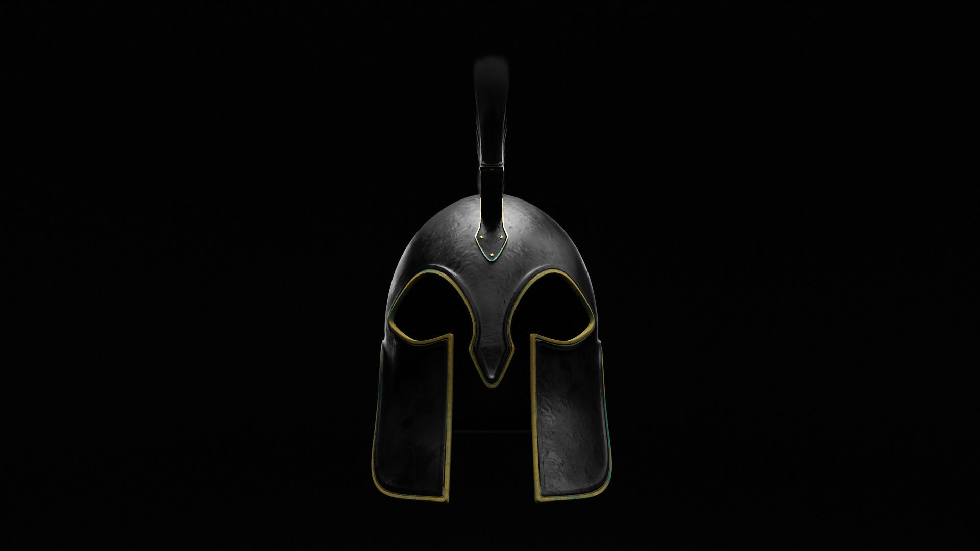 Spartan Helmet with oxidized bronze 3D model_11