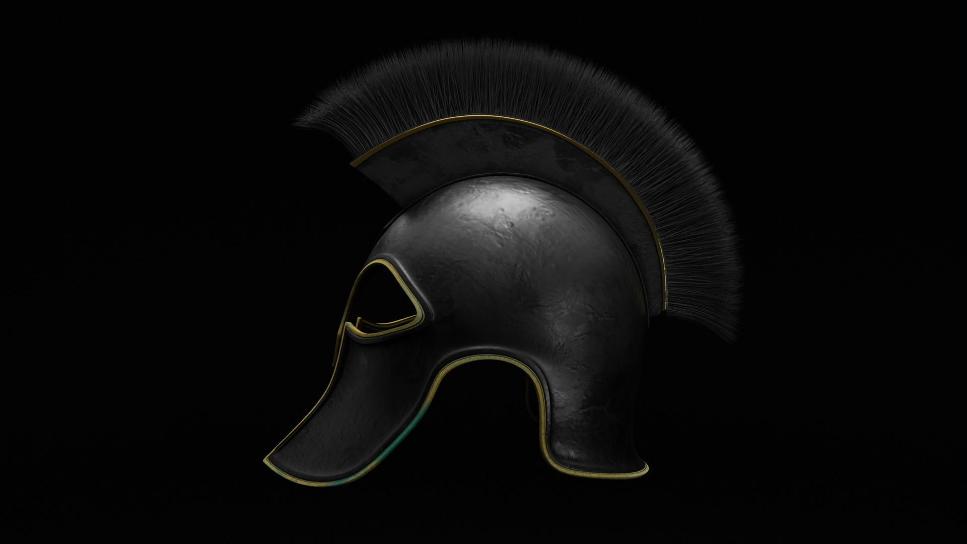 Spartan Helmet with oxidized bronze 3D model_9