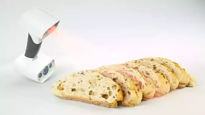Sliced Baguette or cut French bread with seeds and spices Scan 3D model