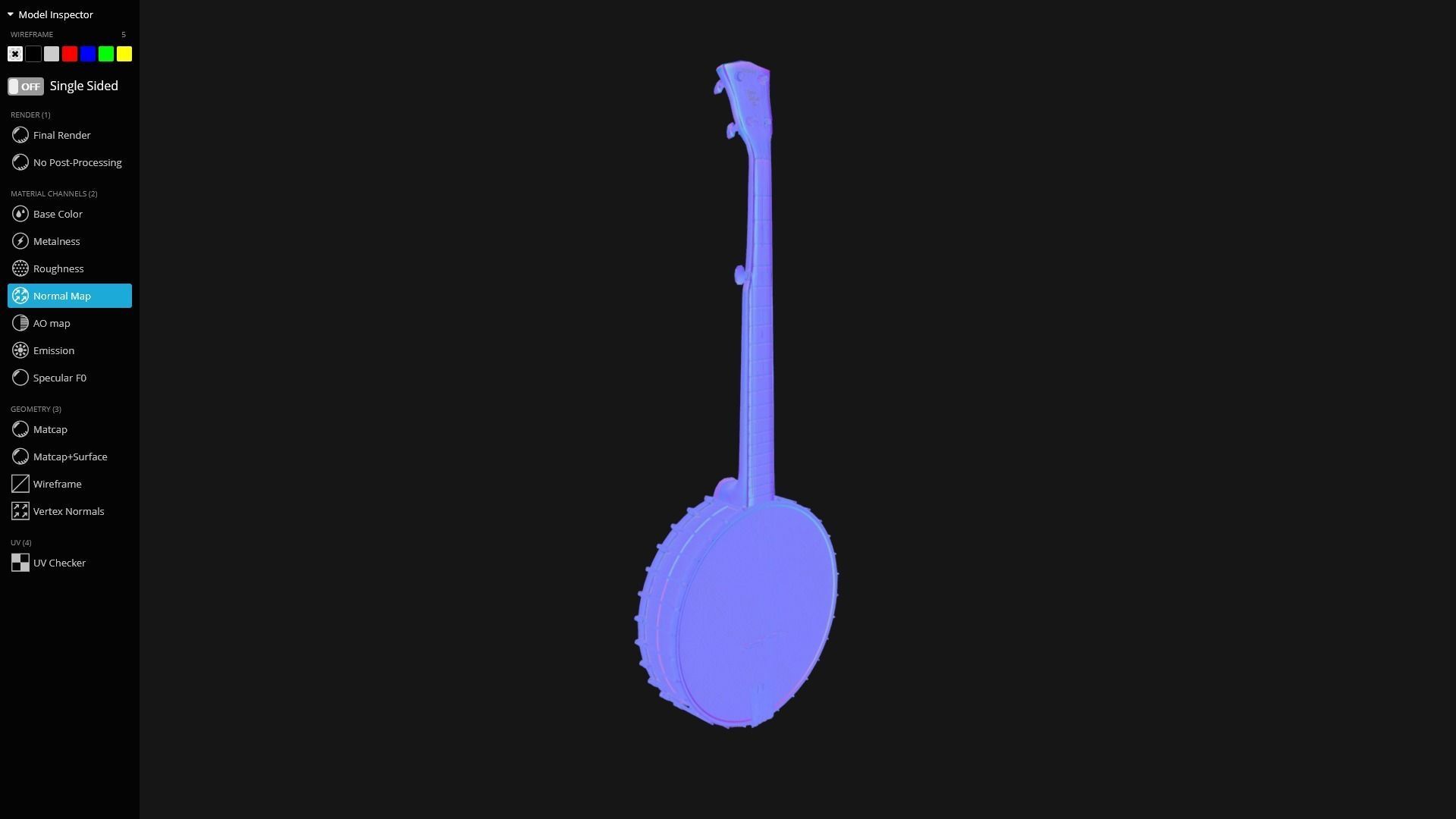 Banjo - Game Ready Low-poly 3D model_14