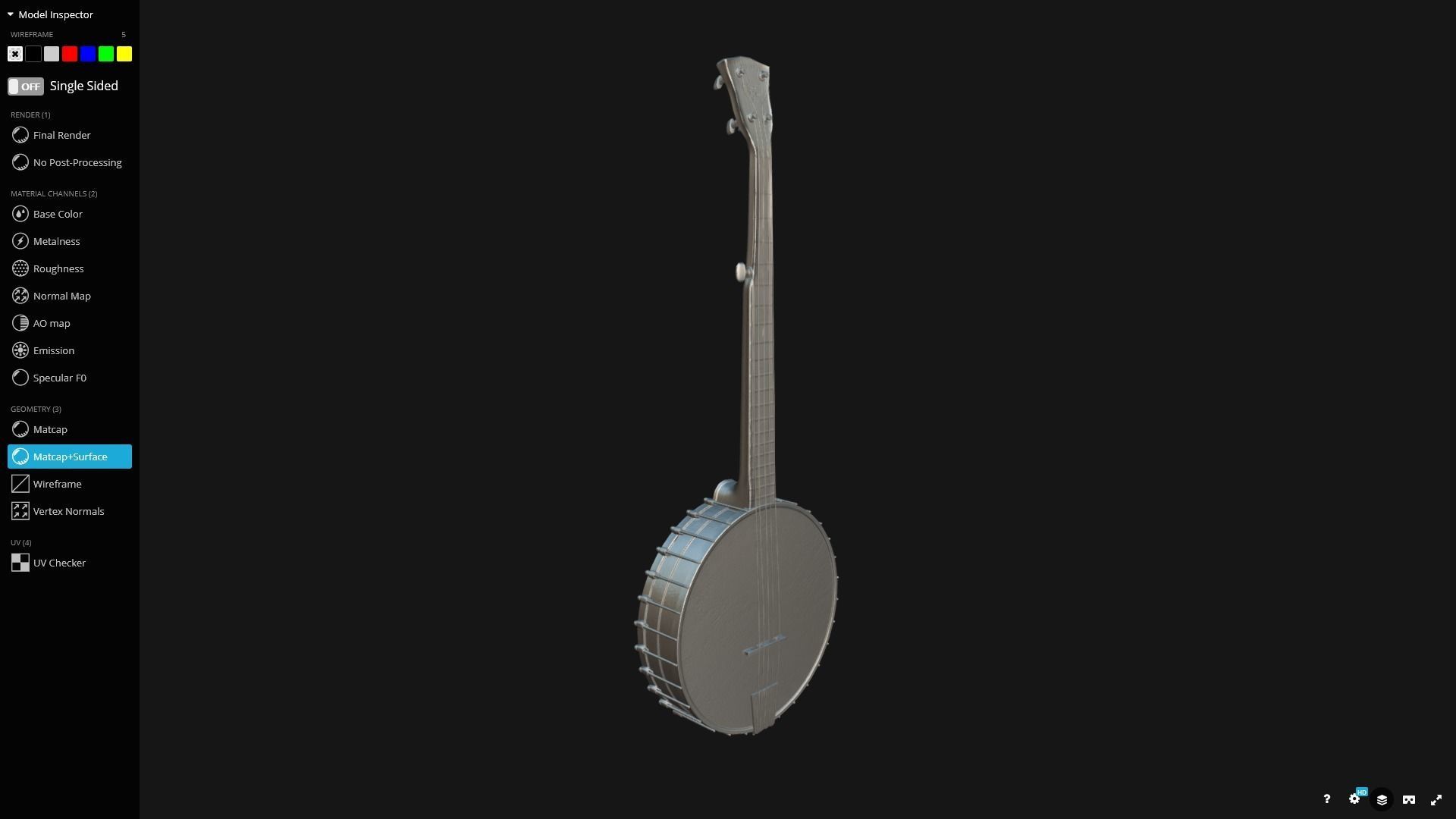 Banjo - Game Ready Low-poly 3D model_16