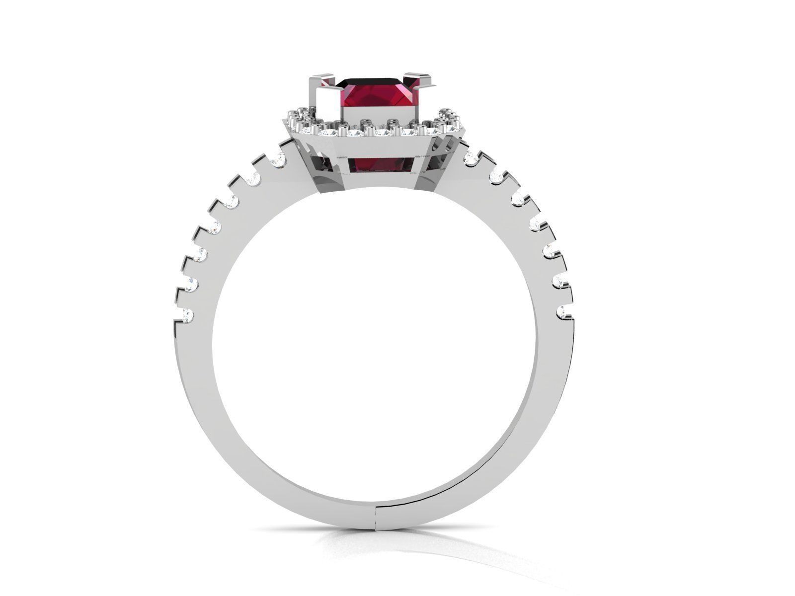 Women Engagement Asscher Ring 3dm STL FBX OBJ Render 3D print model_2