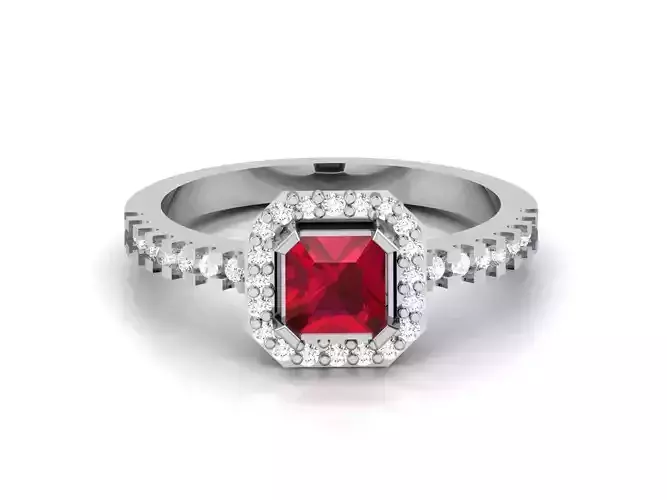 Women Engagement Asscher Ring 3dm STL FBX OBJ Render 3D print model
