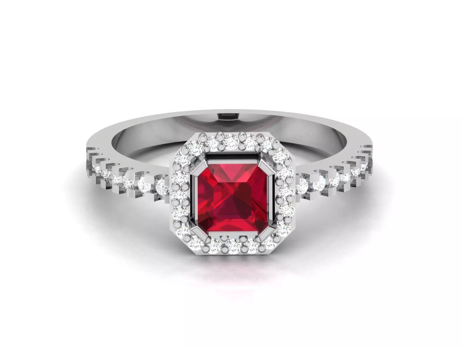 Women Engagement Asscher Ring 3dm STL FBX OBJ Render 3D print model_0