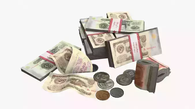 Money Loot - Soviet Rubles Low-poly 3D model