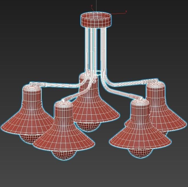 Vitaluce6 five light industrial style chandelier 3D model_2