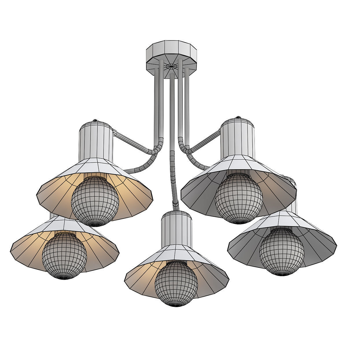 Vitaluce6 five light industrial style chandelier 3D model_1