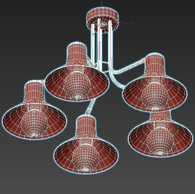 Vitaluce6 five light industrial style chandelier 3D model_3